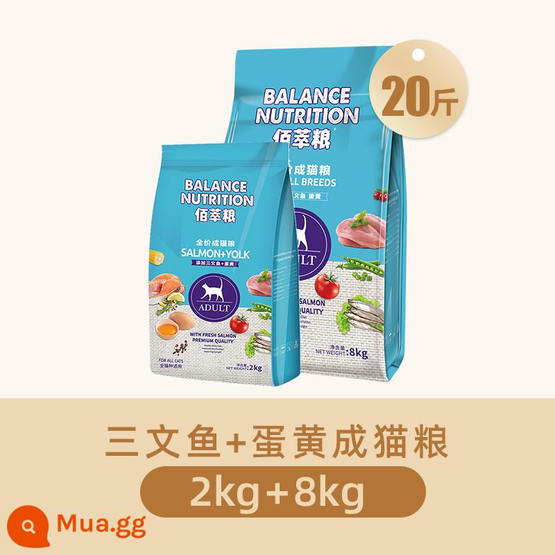 Thức ăn cho mèo McFudi 10kg vào mèo quảng bá cho bóng nuôi dưỡng Bai Cat Cat Food Cat Ying ngắn 8 pound 20 pound túi lớn - [Lòng đỏ trứng Baicui 20kg] Thức ăn cho mèo trưởng thành lòng đỏ trứng cá hồi 10kg (8kg+2kg)