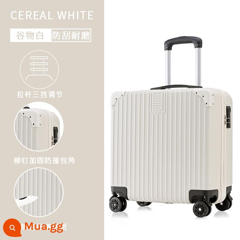 Hành Lý Nữ Nhỏ Ins 18 Inch Lưới Đèn Đỏ Mật Khẩu Xe Đẩy Trường Hợp 20 Sinh Viên Nội Trú Vali Da Nam - Phong cách retro màu trắng nhạt (có thể lên máy bay)