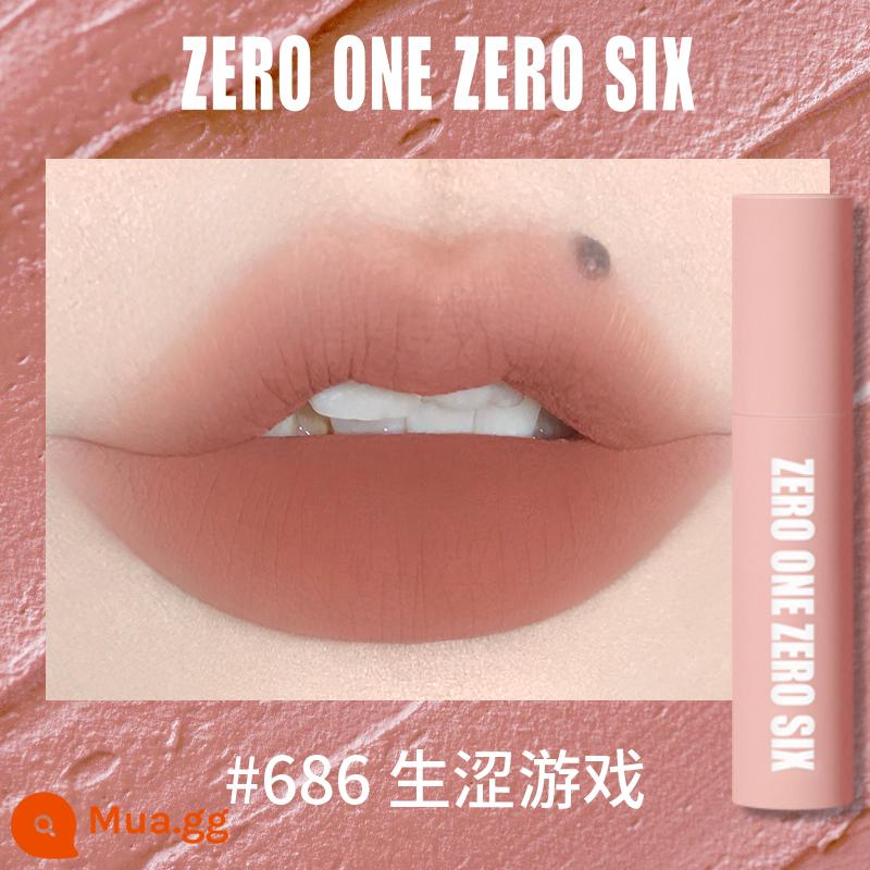 Zero One Zero Lu 0106 Lip Mud Lip Men Lip Gloss Matte Peach Không Kéo Khô Tinh Khiết Desire Sinh Viên Thể Hiện Màu Trắng - 686 Trò chơi Jerky Bột phun khí quyển Bùn môi