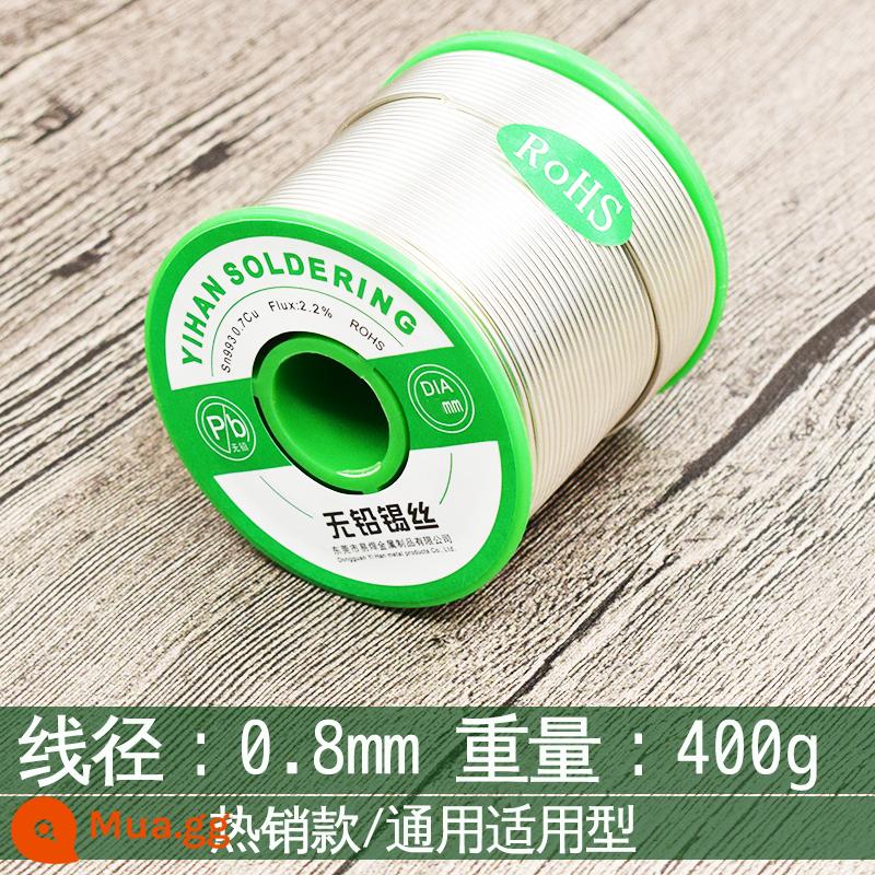 Tiêu chuẩn cao California 100ppm dễ dàng hàn thương hiệu dây hàn dây thiếc không chì bảo vệ môi trường dây thiếc độ sáng cao lõi nhựa thông nóng chảy tốt - Không chì 0,8mm 400g