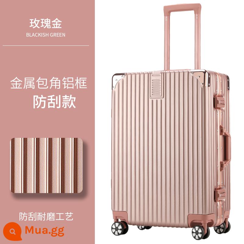 Hành lý nữ 2022 mới khung nhôm xe đẩy nam 24 inch du lịch bền mật khẩu bao da dung tích lớn 32 inch - Khung nhôm/vàng hồng nâng cấp tối cao