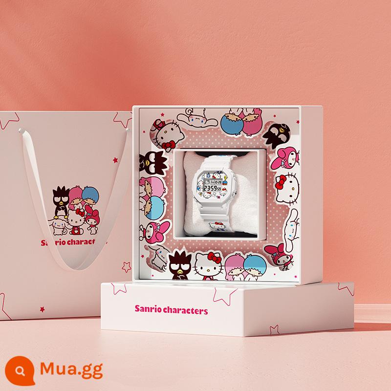 Sanrio Yugui Dogs Co -Branded Electronic Watch - Hộp quà Hello in màu trắng + hồng và trắng [gói kết hợp]