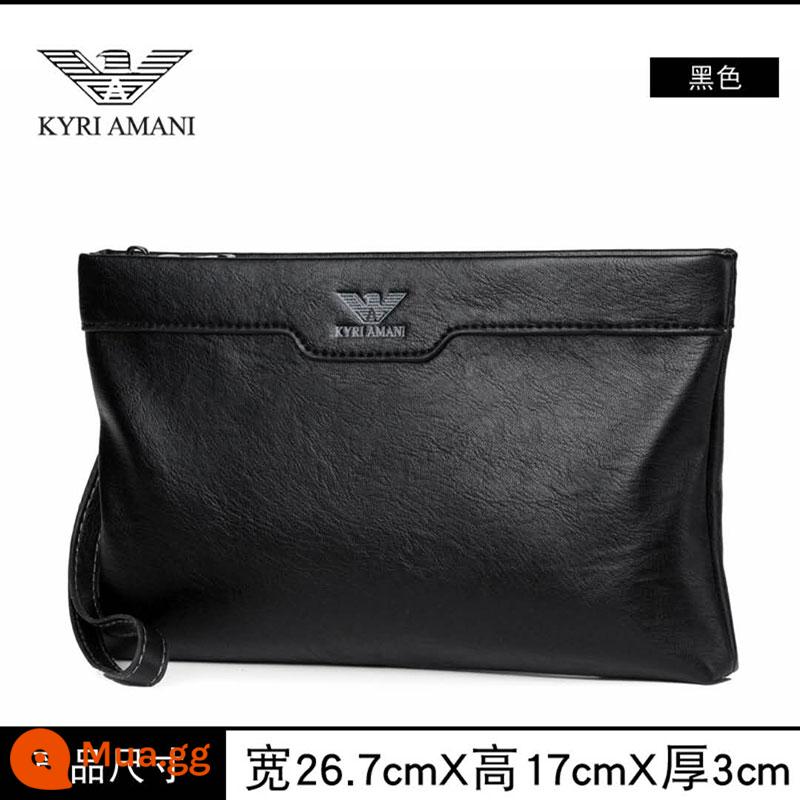 Weifang Armani Túi Nam Túi Clutch Nam Túi Xách Da Nam Kinh Doanh Giải Trí Kẹp Túi Clutch Phong Bì Túi - am12 đen - size chuẩn, kiểu dáng giống quầy - hộp quà