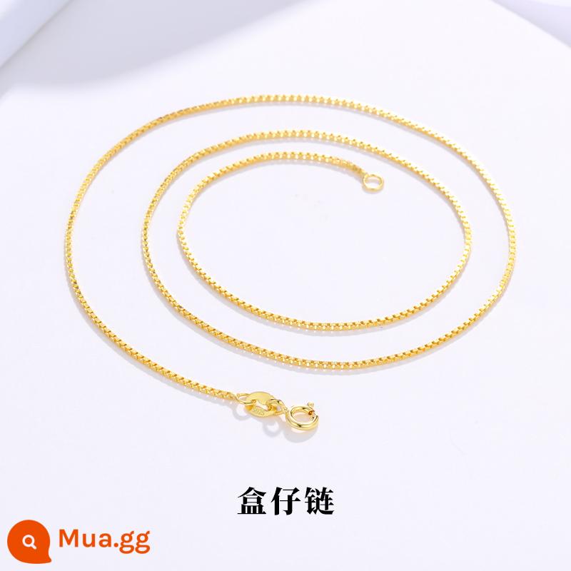 Vòng Cổ Vàng 18K Nữ Bạc 925 Dây Chuyền Mạ Vàng Màu Vàng Trơn Dây Chuyền Mỏng Dây Chuyền Khỏa Thân Dây Xương Xương Đòn Không Có Phụ Kiện Mặt Dây Chuyền - [Chiều dài dây 50CM] Dây chuyền dạng hộp