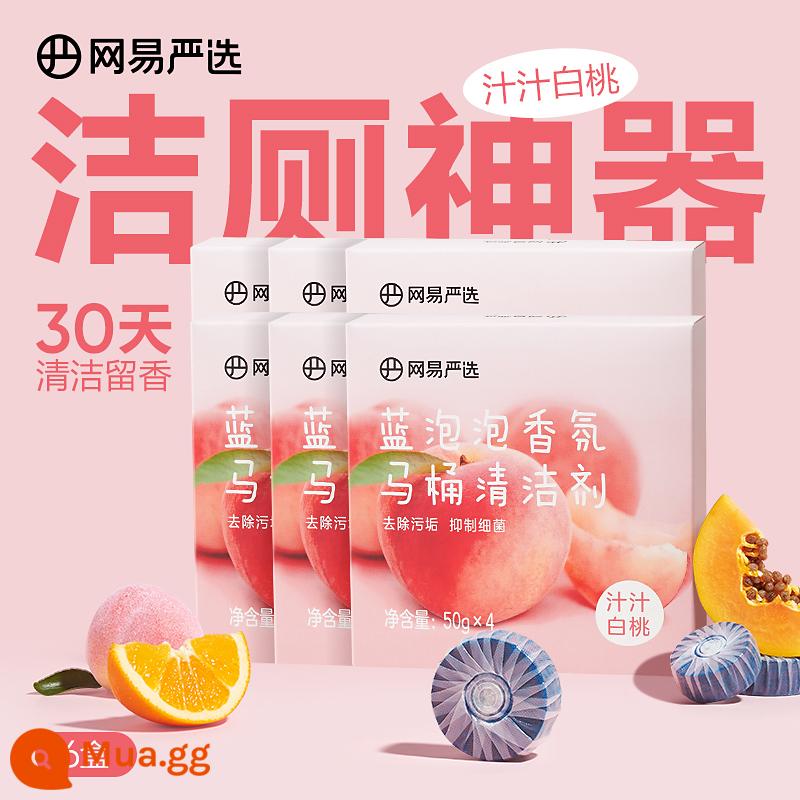 Chất tẩy rửa nhà vệ sinh bong bóng xanh Netease Yanxuan tẩy cặn và khử mùi để lại hương thơm làm sạch nhà vệ sinh Lingjie vật phẩm khử mùi nhà vệ sinh kho báu - Nước ép đào trắng 6 hộp (50g*24)