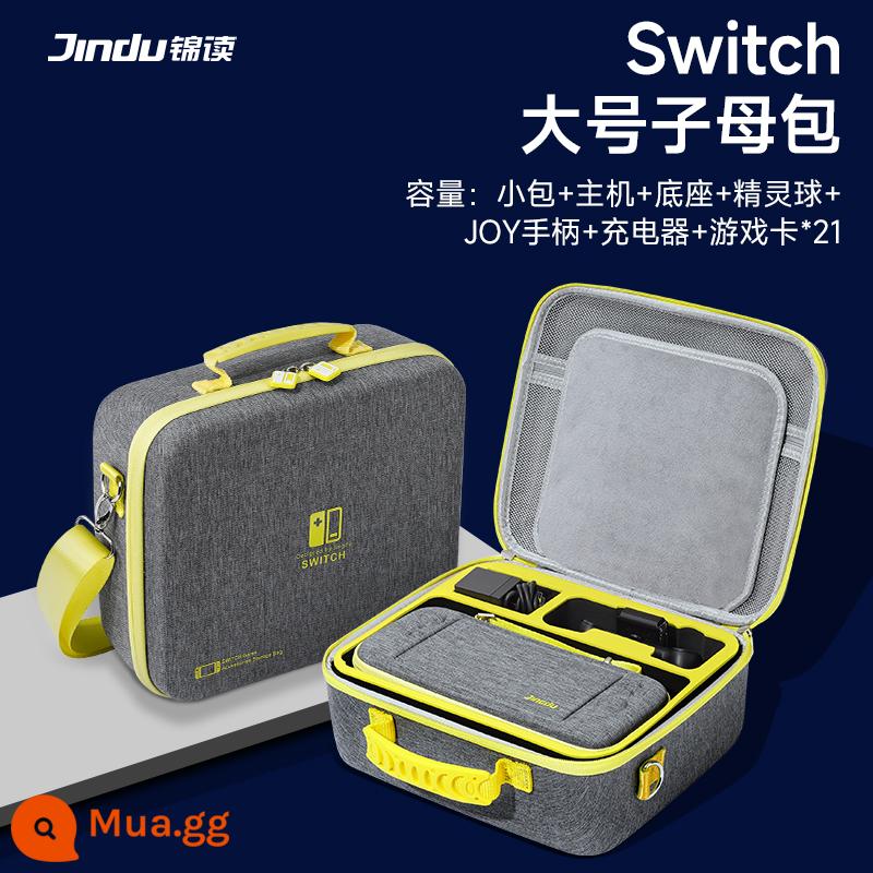 Jindu Túi lưu trữ Nintendo Switch hộp dung lượng lớn trọn bộ vỏ bảo vệ OLED swich vỏ cứng vòng tập thể dục hộp cát-xét hộp đựng máy chơi game ns tay cầm đế vỏ mẹ đi lại phụ kiện di động - [Giá đỡ sáng tạo miễn phí] Túi đựng mẹ có công tắc/hộp lưu trữ đa năng OLED [tiêu chuẩn gốc - màu xám] bộ lưu trữ đầy đủ / nắp đậy miễn phí