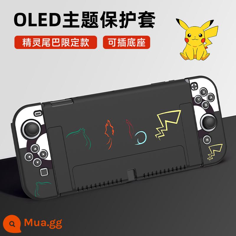 Nintendo Switch Bảo vệ NS NS Shell Switcholed Protective Shell Silicone có thể chèn miếng dán Siwch hai cơ sở tay cầm mềm tay Túi lưu trữ máy chủ mềm - Vỏ mềm chủ đề OLED [Elf Tail] đi kèm phim + nắp + chân đế