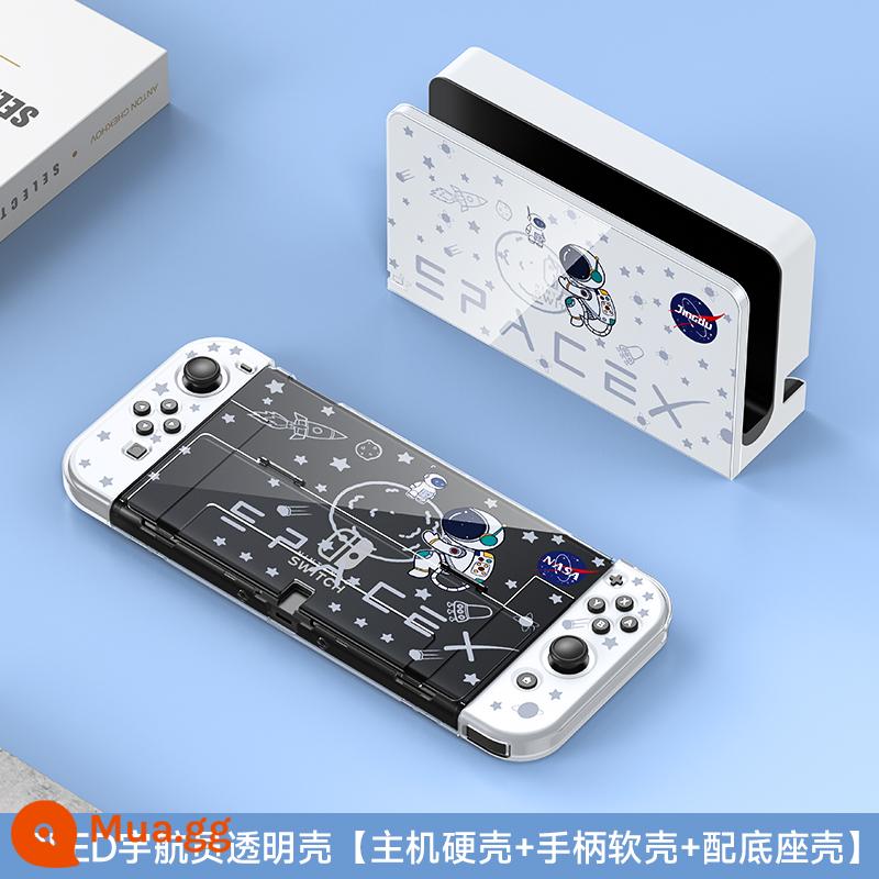 Jindu Nintendo Switcholed Vỏ bảo vệ trong suốt Công tắc tay cầm vỏ bảo vệ NS siêu mỏng mềm hai mảnh vỏ OLED chủ vỏ silicon swich phụ kiện bảng điều khiển trò chơi túi đựng cứng - OLED [Vỏ bảo vệ trong suốt của phi hành gia★Crystal + Vỏ đế] ​Phim + nắp miễn phí