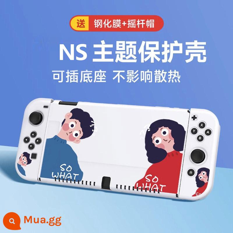 Nintendo Switch Bảo vệ NS NS Shell Switcholed Protective Shell Silicone có thể chèn miếng dán Siwch hai cơ sở tay cầm mềm tay Túi lưu trữ máy chủ mềm - Switch mềm nâng cấp [so-what] đi kèm phim + nắp + chân đế