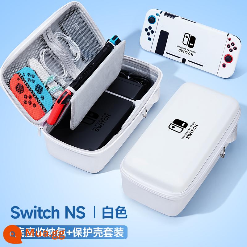 Túi lưu trữ Nintendo Switch Vỏ bảo vệ switcholed vỏ ns có thể được lắp đế sạc phụ kiện túi cứng Bộ điều khiển trò chơi switchlite hộp cassette xách tay tay cầm máy chủ dung lượng lớn - Bộ công tắc [túi đựng √ màu trắng + vỏ cùng kiểu dáng] đi kèm miếng dán + nắp