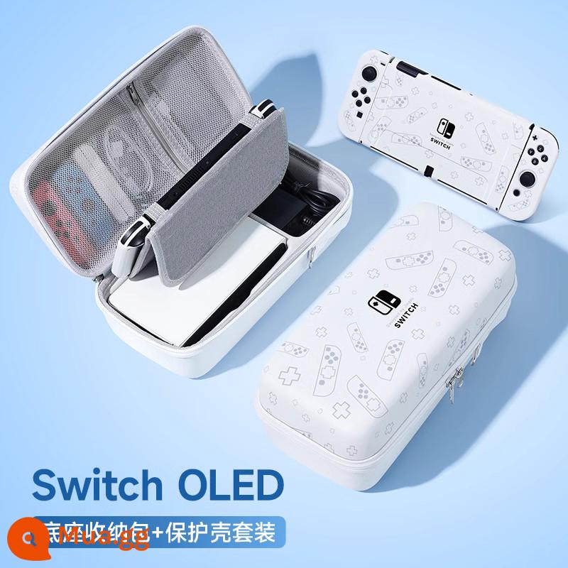 Túi lưu trữ Nintendo Switch Vỏ bảo vệ switcholed vỏ ns có thể được lắp đế sạc phụ kiện túi cứng Bộ điều khiển trò chơi switchlite hộp cassette xách tay tay cầm máy chủ dung lượng lớn - Bộ OLED [bộ điều khiển trò chơi √ túi đựng + vỏ cùng kiểu dáng] đi kèm phim + nắp