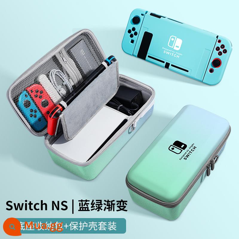 Túi lưu trữ Nintendo Switch Vỏ bảo vệ switcholed vỏ ns có thể được lắp đế sạc phụ kiện túi cứng Bộ điều khiển trò chơi switchlite hộp cassette xách tay tay cầm máy chủ dung lượng lớn - Bộ công tắc [gradient xanh nhạt và xanh lục √ túi đựng + vỏ cùng kiểu dáng] đi kèm miếng dán + nắp