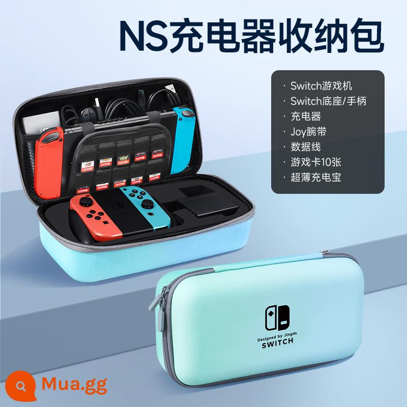 Túi lưu trữ Nintendo Switch Vỏ bảo vệ switcholed vỏ ns có thể được lắp đế sạc phụ kiện túi cứng Bộ điều khiển trò chơi switchlite hộp cassette xách tay tay cầm máy chủ dung lượng lớn - Mẫu bộ sạc chuyển đổi [gradient xanh nhạt và xanh lục ★ có thể được lắp đặt với bộ sạc + tay cầm] đi kèm với miếng dán + nắp