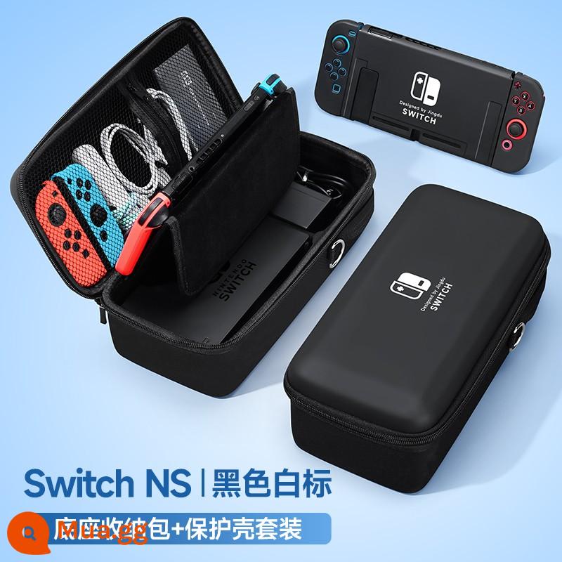 Túi lưu trữ Nintendo Switch Vỏ bảo vệ switcholed vỏ ns có thể được lắp đế sạc phụ kiện túi cứng Bộ điều khiển trò chơi switchlite hộp cassette xách tay tay cầm máy chủ dung lượng lớn - Bộ công tắc [nhãn trắng đen √ túi đựng + vỏ cùng kiểu] đi kèm miếng dán + nắp