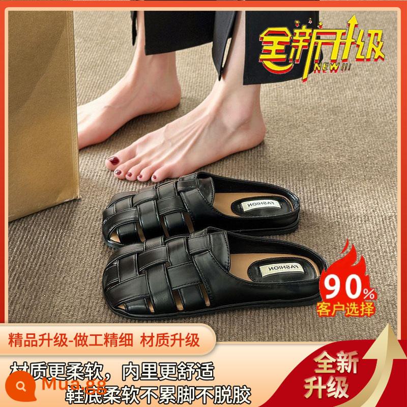 Dép công sở nữ mặc mùa hè slip on 2023 Baotou Roman nửa kéo mới Xăng đan Muller thông thường phù hợp với mọi lứa tuổi - [90% khách hàng lựa chọn] Phiên bản nâng cấp cao cấp màu đen