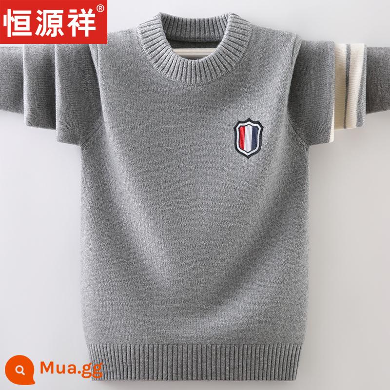 Áo len len trẻ em mới của Hengyuanxiang, áo len bé trai, quần áo trẻ em cỡ lớn, học sinh cashmere, phong cách mùa thu dày đặc, thanh thiếu niên mùa đông - 9068 màu xám