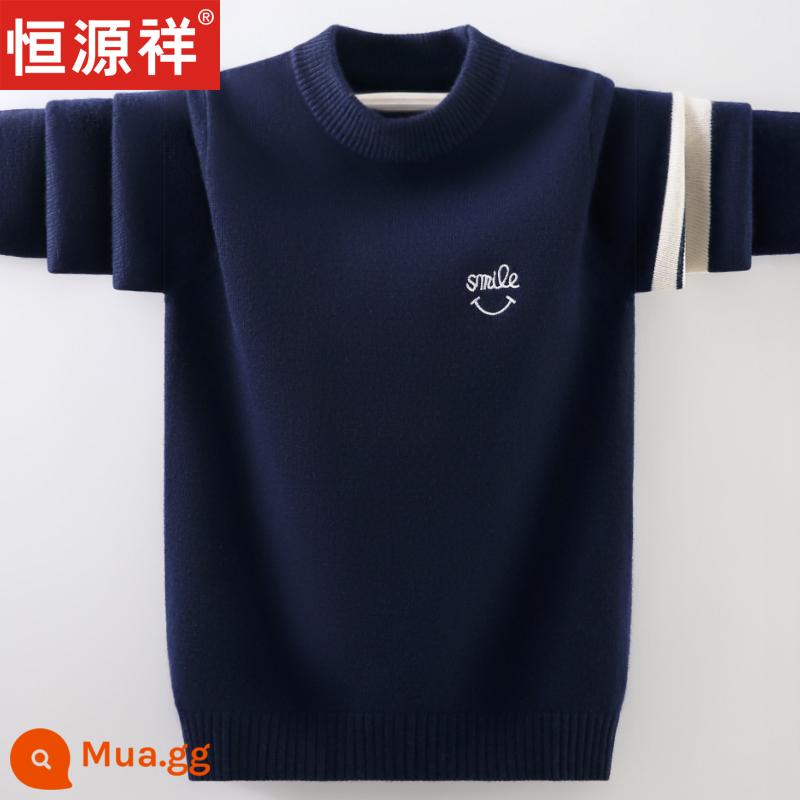 Áo len len trẻ em mới của Hengyuanxiang, áo len bé trai, quần áo trẻ em cỡ lớn, học sinh cashmere, phong cách mùa thu dày đặc, thanh thiếu niên mùa đông - 9058 Thượng Thanh