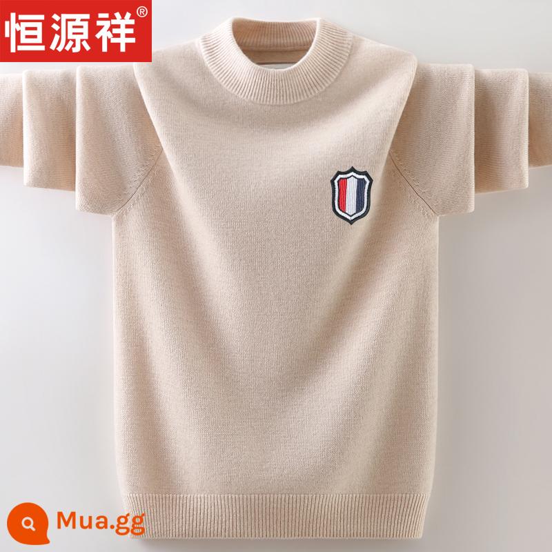 Áo len len trẻ em mới của Hengyuanxiang, áo len bé trai, quần áo trẻ em cỡ lớn, học sinh cashmere, phong cách mùa thu dày đặc, thanh thiếu niên mùa đông - 9069 gạo trắng