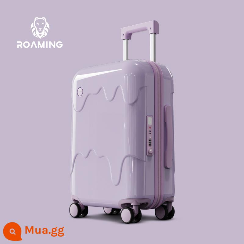 Roaming Kem Vali Đa Năng Bánh Xe Đẩy Ốp Lưng Nhẹ Nội Trú Sinh Viên Vali Du Lịch Hộp 20 Inch 24 Nam Nữ - hoa oải hương tím