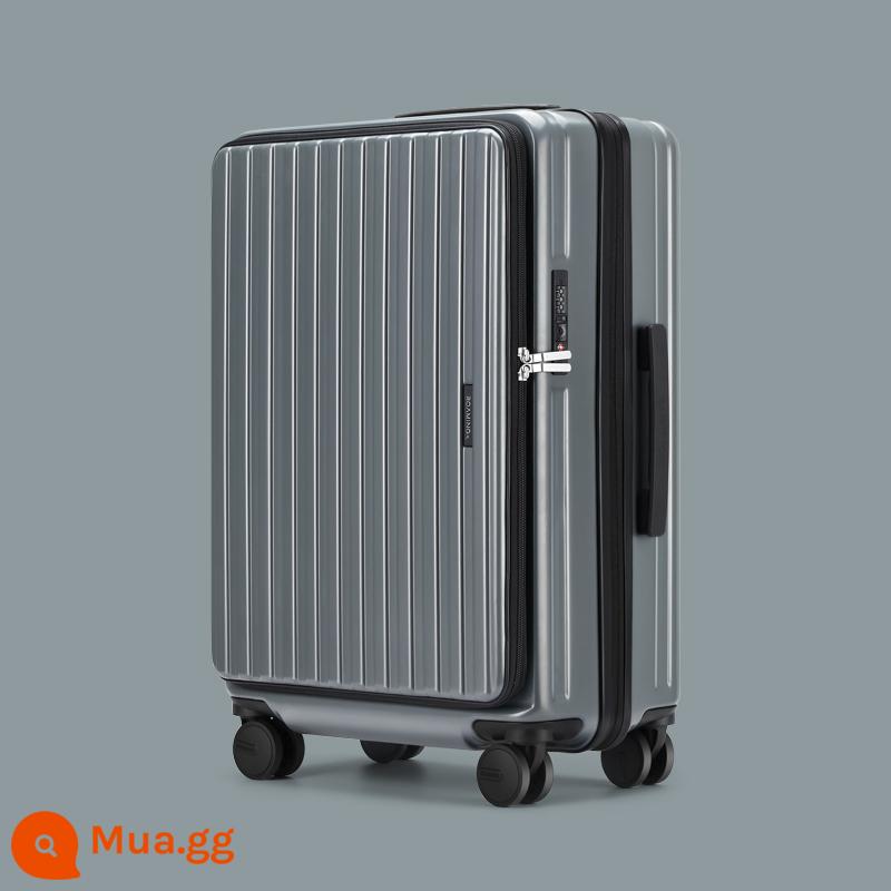 Vali mở bên hông mới của Roaming có thể mở rộng vali kéo vali xe đẩy 20 inch 24 inch vali lên máy bay cho nữ và nam - Xanh xám xanh