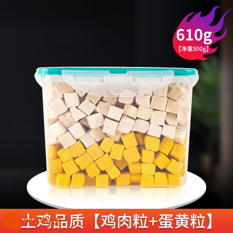 Gà khô đông lạnh 750g Cat Snacks chất béo dinh dưỡng, phô mai, chó cưng vào mèo con, ức gà, xô gia đình - Thùng đông khô [chất lượng gà địa phương-gà viên + viên lòng đỏ trứng] bao gồm bao bì 610g