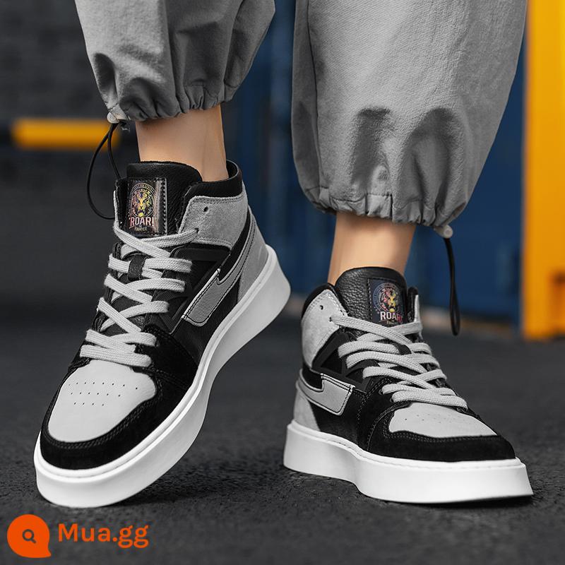 Giày Nam Aj Putian 2023 Mới Mùa Thu Đông Plus Nhung Cotton Giày Nam Thể Thao Giày Sneaker Mùa Thu Cao-Hàng Đầu Xu Hướng Giày - bóng xám