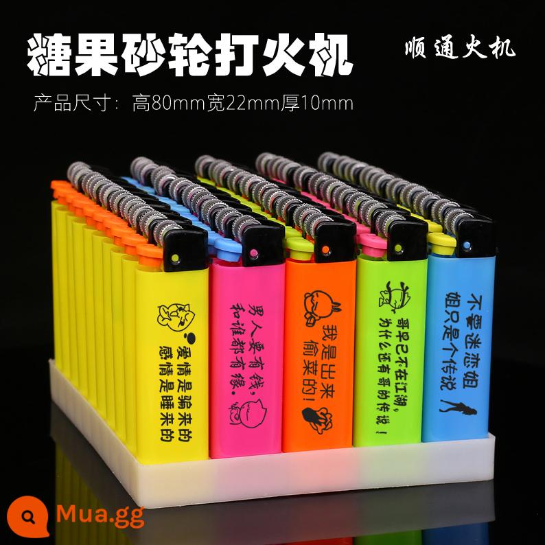 Bật lửa quảng cáo hàng loạt tùy chỉnh thực hiện một lần in mờ chữ chống gió đá mài khách sạn tùy chỉnh logo tùy chỉnh in - Ngọn lửa mở bánh mài đầy màu sắc