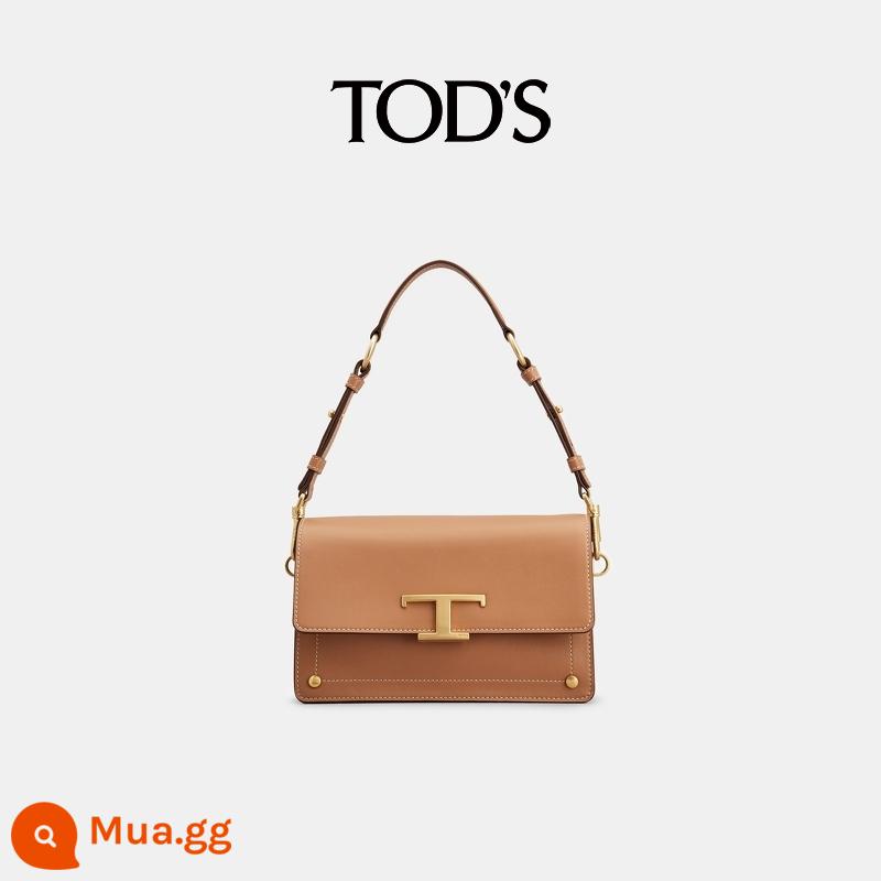 TOD'S Chính Thức Xác Thực Nữ VƯỢT THỜI GIAN Big T Khóa Túi Đeo Vai Da Thường Messenger Di Động Túi Sát Nách - nâu