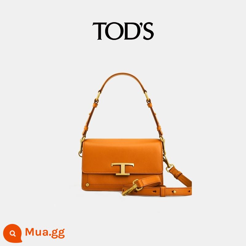 TOD'S Chính Thức Xác Thực Nữ VƯỢT THỜI GIAN Big T Khóa Túi Đeo Vai Da Thường Messenger Di Động Túi Sát Nách - trái cam