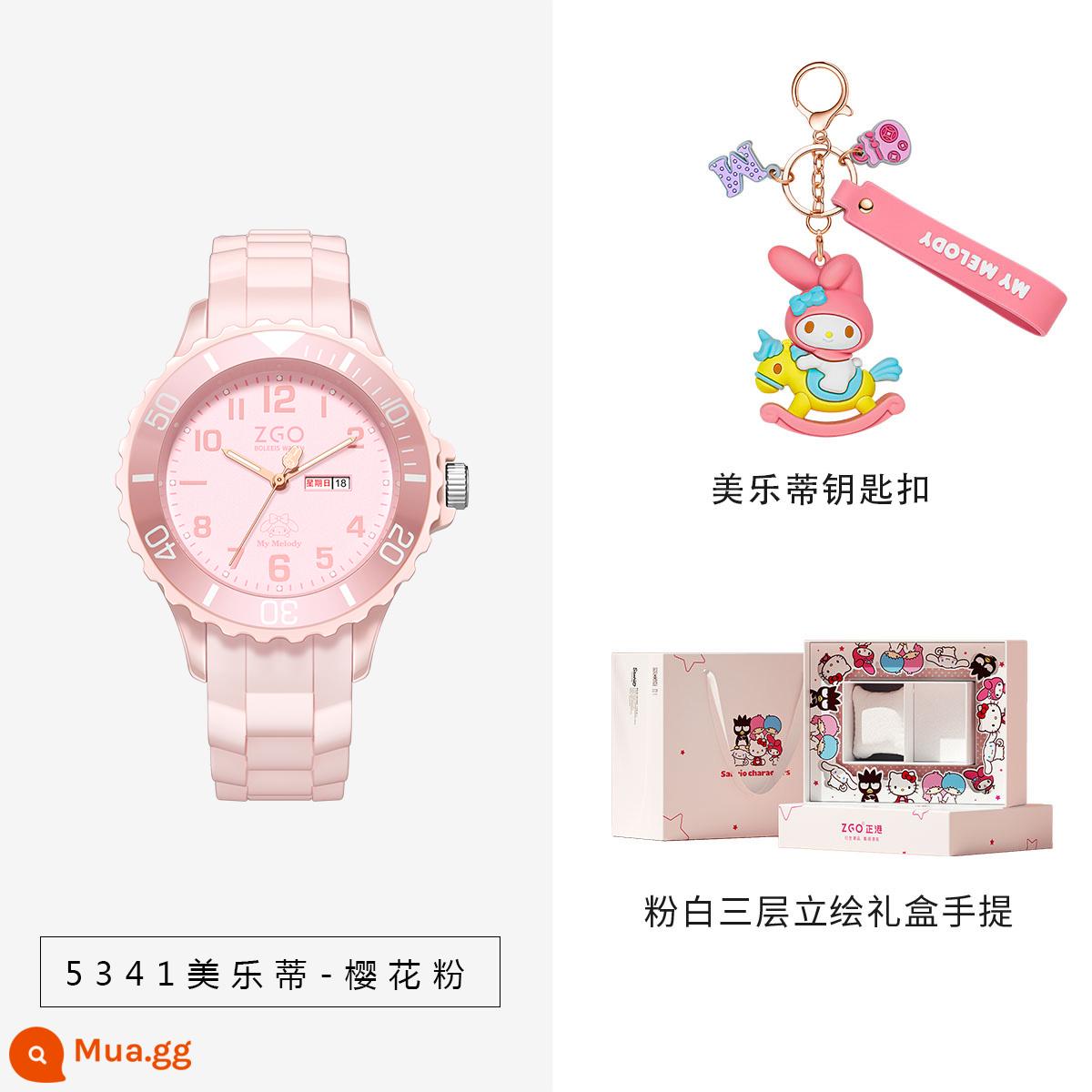 Tidecolor doanh Sanrio quế đồng hồ chó nữ chó tai to chó nguyệt quế học sinh chống thấm nước dạ quang nữ mẫu - Melody-Sakura Pink + Mặt dây chuyền giai điệu (Hộp quà ba lớp màu hồng và trắng)