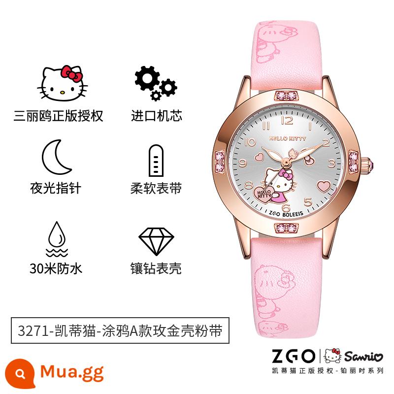 [Clearout]tidecolor zgo Sanrio Minion đồng hồ học sinh trẻ em nam và nữ đồng hồ điện tử - [Sanrio] 3271Hello Graffiti Style-Thắt lưng hồng vỏ vàng hồng