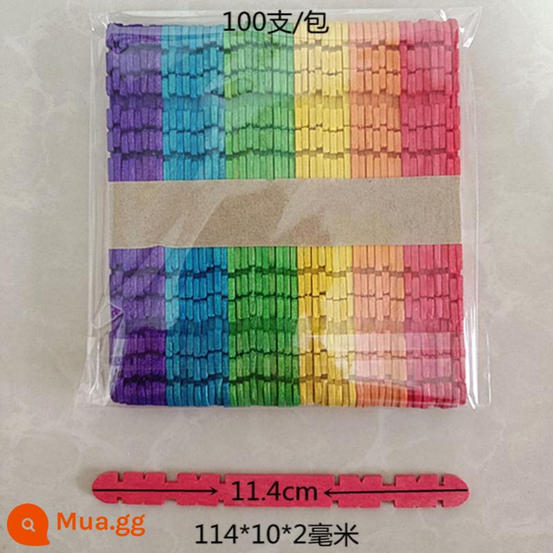 Hot-bán cấp thực phẩm ice cream stick popsicle stick popsicle stick thanh gỗ mô hình que kem thủ công thanh 100 miễn phí vận chuyển - 100 miếng răng màu 114*10*2mm