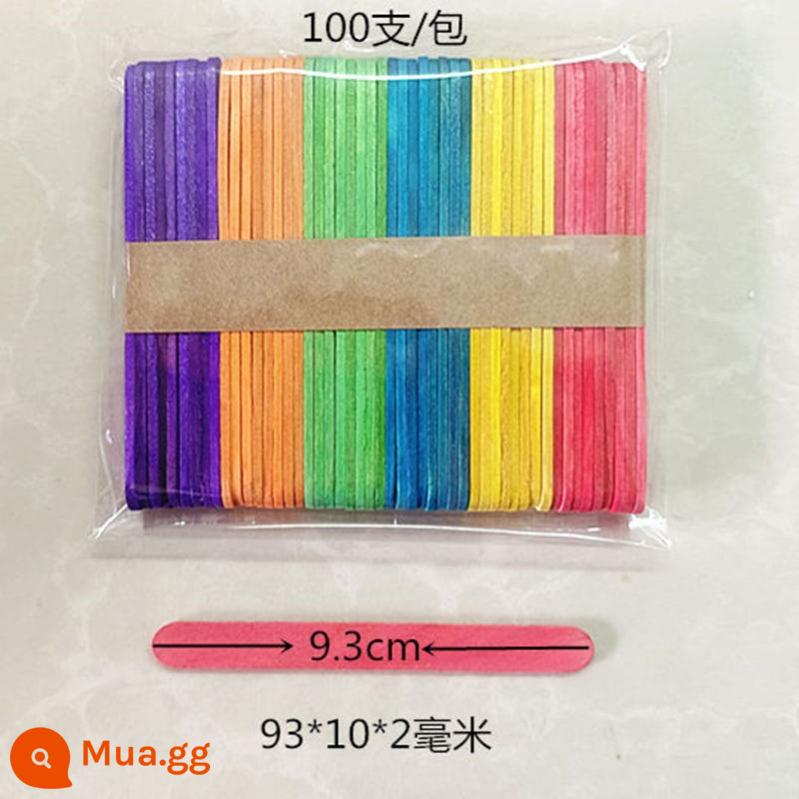 Hot-bán cấp thực phẩm ice cream stick popsicle stick popsicle stick thanh gỗ mô hình que kem thủ công thanh 100 miễn phí vận chuyển - 93*10*2mm màu 100 miếng