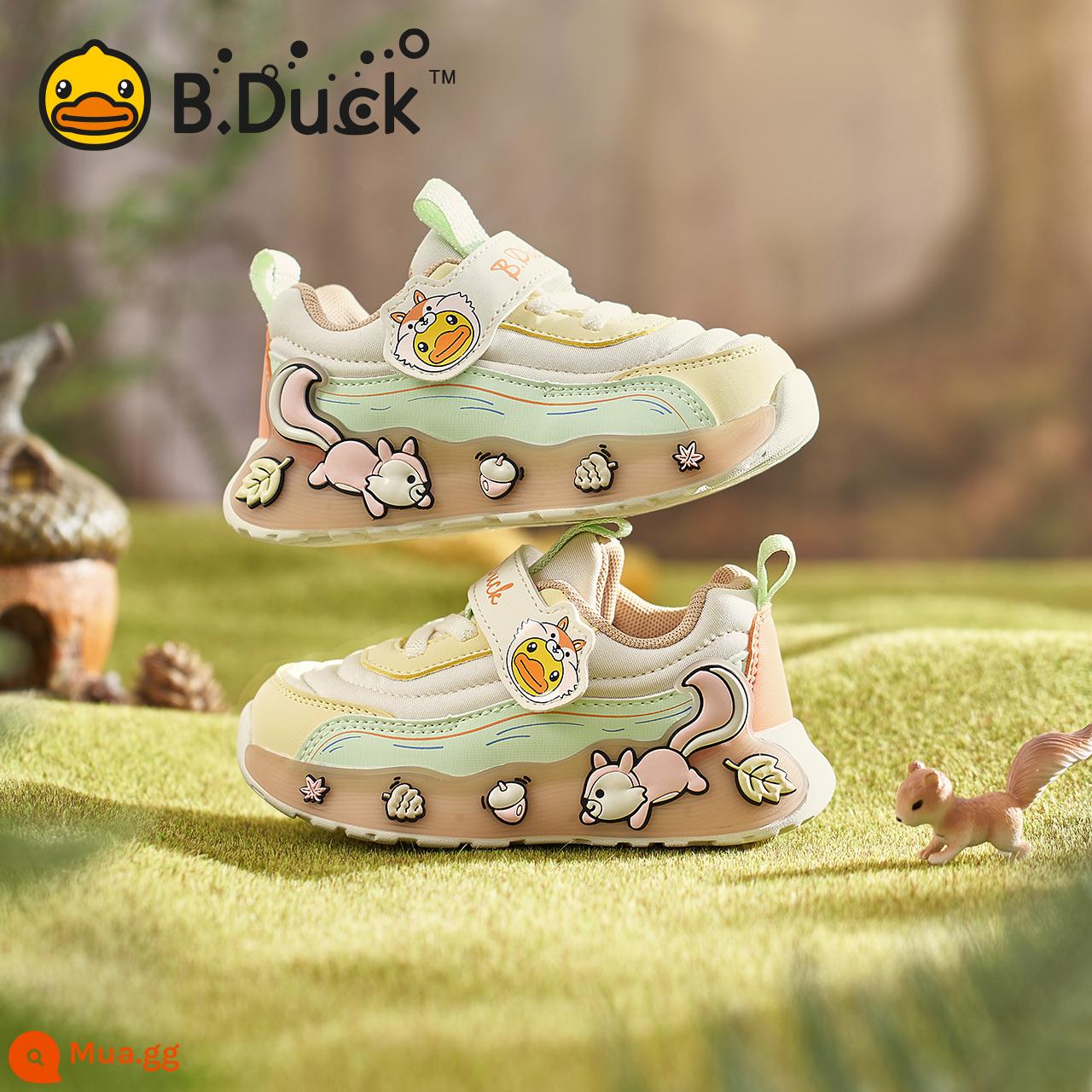 Giày Trẻ Em Little Yellow Duck Giày Bé Trai Mùa Thu Đông Mới Giày Cotton Trẻ Em Plus Giày Nhung Thể Thao Giày Bé Gái Hai Giày Cotton - Bột màu be (lớp lót lưới mùa xuân và mùa thu)