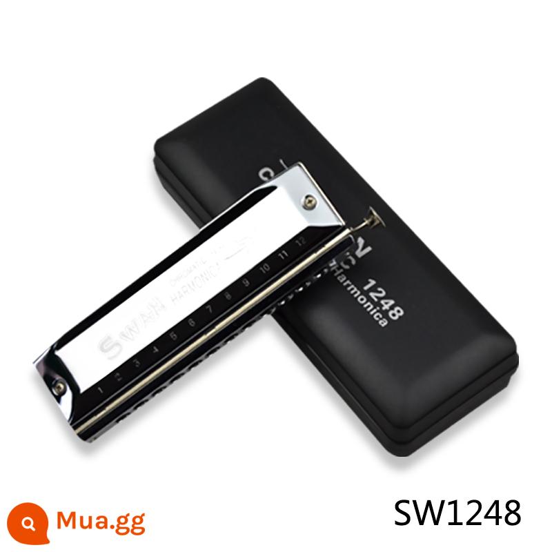 Harmonica Orb Altman Red Kai Harmonica cùng phong cách Học sinh mới bắt đầu học 10 lỗ trẻ em nam và nữ mục tự học có chữ - Swan bạc 12 lỗ (kèm kèn harmonica nhỏ + bông khử trùng)