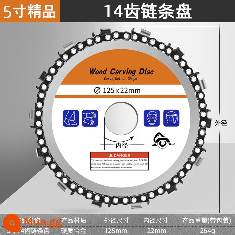 Máy mài góc lưỡi cưa xích 4 inch chế biến gỗ đĩa cưa gỗ mài hiện vật đa năng cắt mảnh khay trà xẻ rãnh theo đĩa - [Khẩu độ 22mm] 5 inch 14 răng (chất lượng cao)