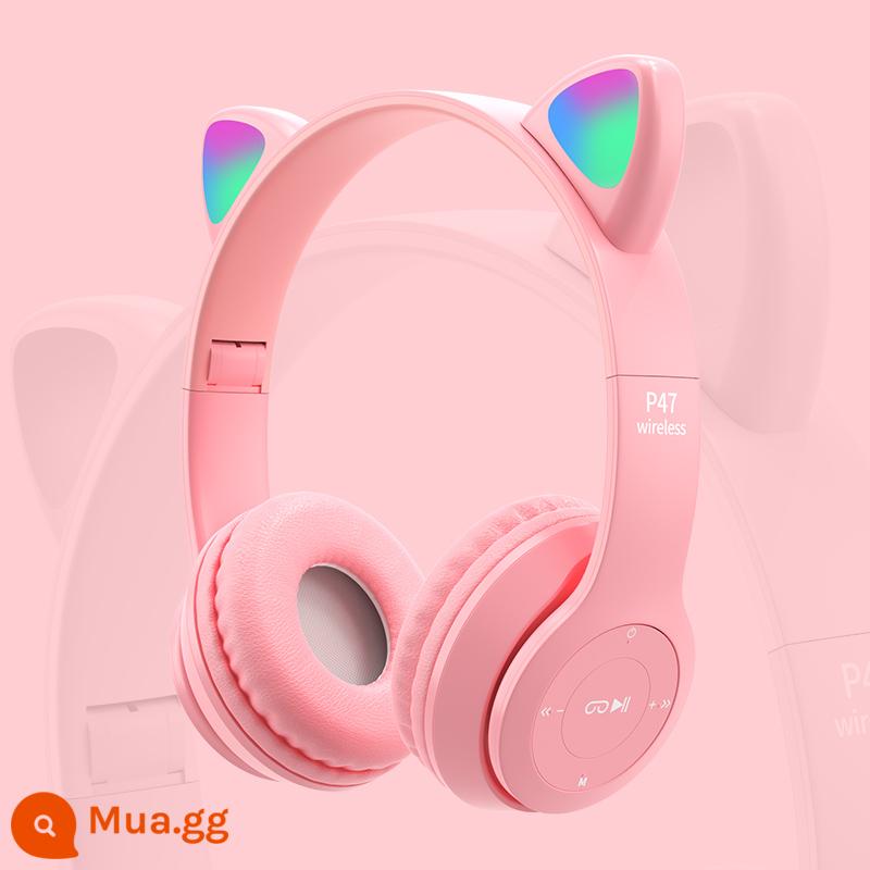 Tai nghe Girl Heart Cat Ears Glow Tai nghe Bluetooth không dây Hoạt hình trực tiếp gắn trên đầu Nhẹ Máy tính di động nhỏ gọn Tai nghe dành cho nữ sinh dễ thương Tai nghe trò chơi âm nhạc dành cho trẻ em Thích hợp cho Huawei Apple - mR hồng [âm thanh nổi chất lượng cao. Tuổi thọ pin dài 24 giờ]