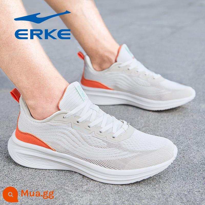 Hongxing Erke Nam Mùa Thu Đông Da Chống Thấm Nước Chạy Bộ Chính Thức Hàng Đầu Store Mùa Đông Nỉ Giày Sneakers Nam - G lưới màu trắng cam 3003