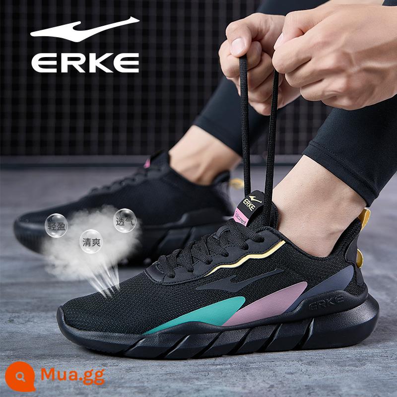 Hongxing Erke Nam Mùa Thu Đông Da Chống Thấm Nước Chạy Bộ Chính Thức Hàng Đầu Store Mùa Đông Nỉ Giày Sneakers Nam - Lưới G-đen và vàng 3017