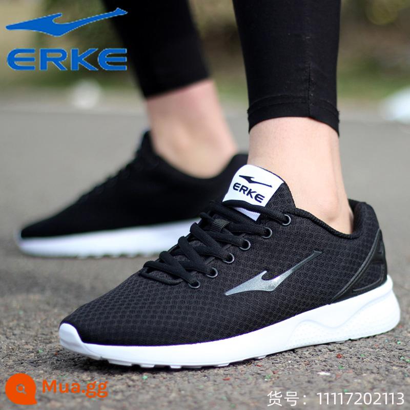 Hongxing Erke Nam Mùa Thu Đông Da Chống Thấm Nước Chạy Bộ Chính Thức Hàng Đầu Store Mùa Đông Nỉ Giày Sneakers Nam - Lưới F - đen 2113