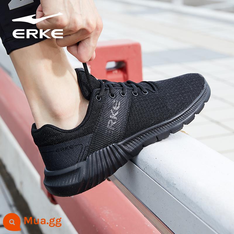 Hongxing Erke Nam Mùa Thu Đông Da Chống Thấm Nước Chạy Bộ Chính Thức Hàng Đầu Store Mùa Đông Nỉ Giày Sneakers Nam - Mặt lưới G - đen 3065