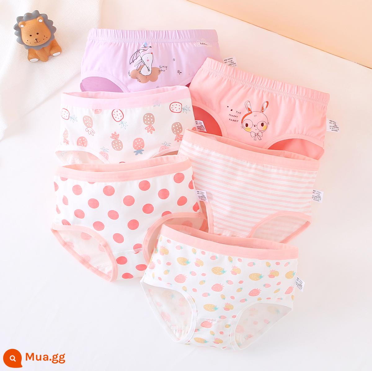 Đồ lót bé gái quần đùi 4 góc quần đùi trẻ em cotton nguyên chất mùa hè 4 góc mỏng bé gái trung niên và nhỏ 100% không kẹp pp - Kết hợp dứa và dâu (kiểu tam giác) (gói 6) Bông chải kỹ loại A