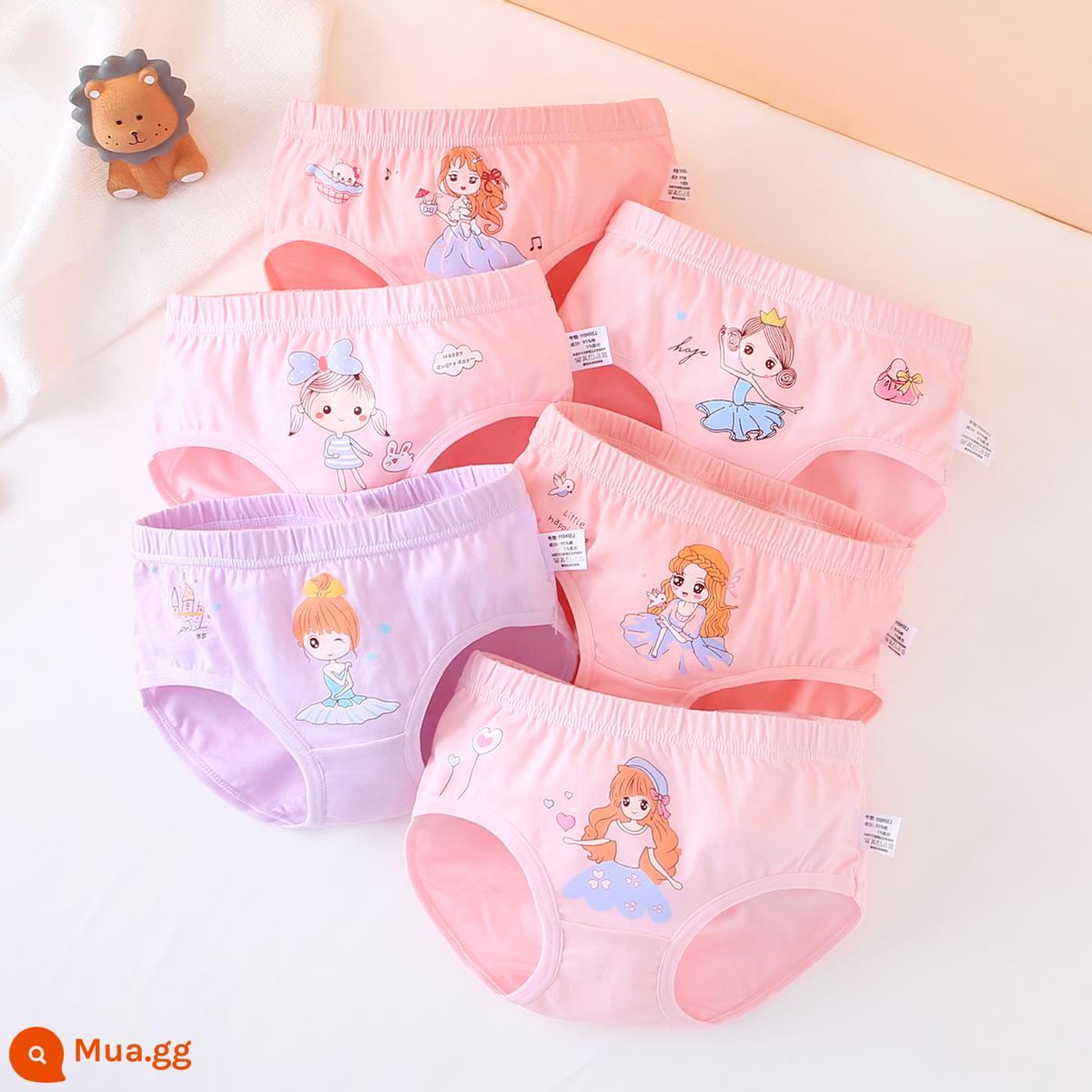 Đồ lót bé gái quần đùi 4 góc quần đùi trẻ em cotton nguyên chất mùa hè 4 góc mỏng bé gái trung niên và nhỏ 100% không kẹp pp - Combo công chúa dễ thương (kiểu tam giác) (gói 6) cotton chải kỹ loại A