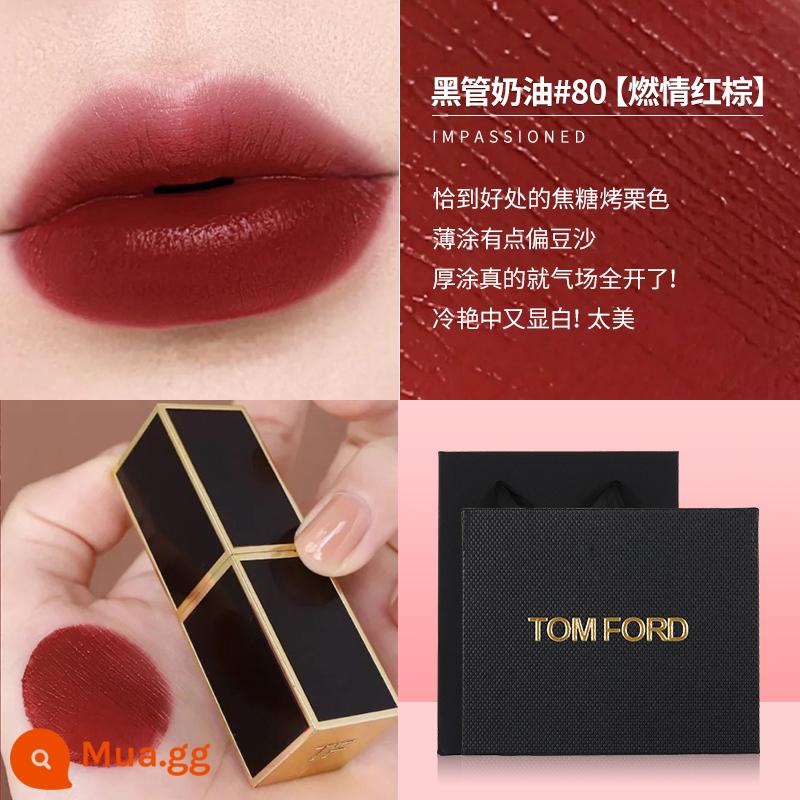 Son môi TOM FORD/TOMTF #16 Scarlett Red #100 Matte #52 Black Son môi dưỡng ẩm dạng ống mỏng - Kem tuýp đen TF 80 [hộp quà tặng]