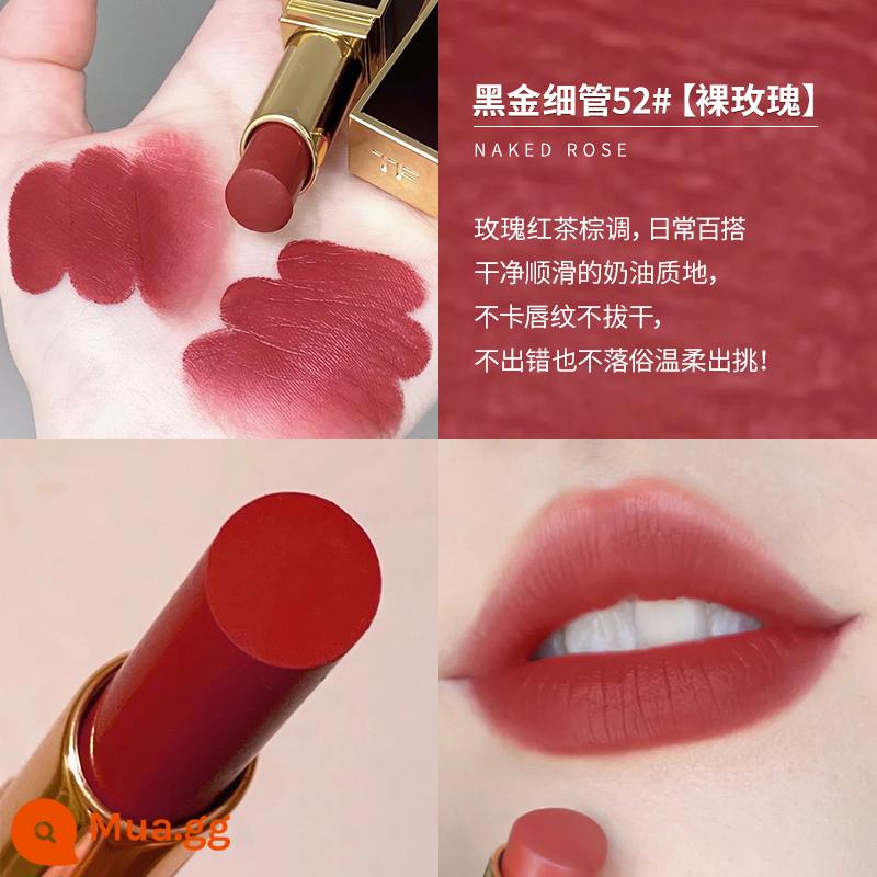 Son môi TOM FORD/TOMTF #16 Scarlett Red #100 Matte #52 Black Son môi dưỡng ẩm dạng ống mỏng - TF ống mỏng vàng đen 52 # trà hoa hồng nâu