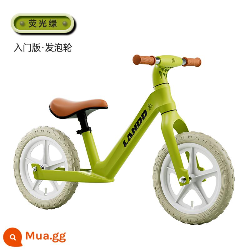 Xe thăng bằng doudou trẻ em màu xanh không có bàn đạp 1-3-6 tuổi 2 trẻ em xe trượt scooter đồ chơi xe cho bé xe trượt scooter - 12 inch [Xanh huỳnh quang] Nâng cấp không cần bơm hơi cho trẻ 2-6 tuổi