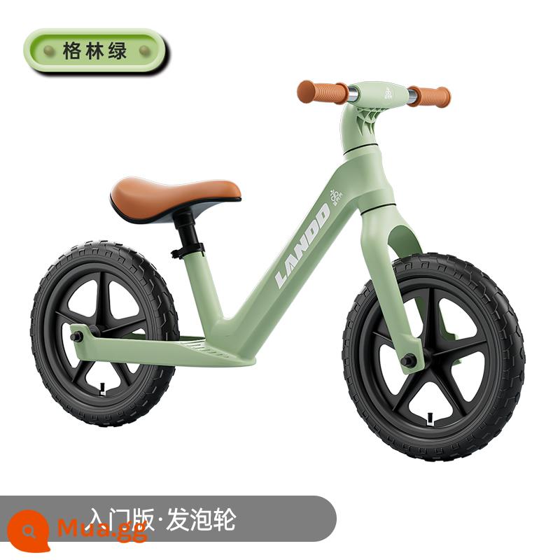 Xe thăng bằng doudou trẻ em màu xanh không có bàn đạp 1-3-6 tuổi 2 trẻ em xe trượt scooter đồ chơi xe cho bé xe trượt scooter - Bánh xe xốp 12 inch [Xanh lục] Phiên bản đầu vào + Dụng cụ lắp đặt 2-6 tuổi