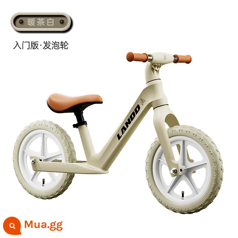 Xe thăng bằng doudou trẻ em màu xanh không có bàn đạp 1-3-6 tuổi 2 trẻ em xe trượt scooter đồ chơi xe cho bé xe trượt scooter - 12 inch [Trà trắng ấm] Nâng cấp bơm hơi miễn phí cho trẻ 2-6 tuổi