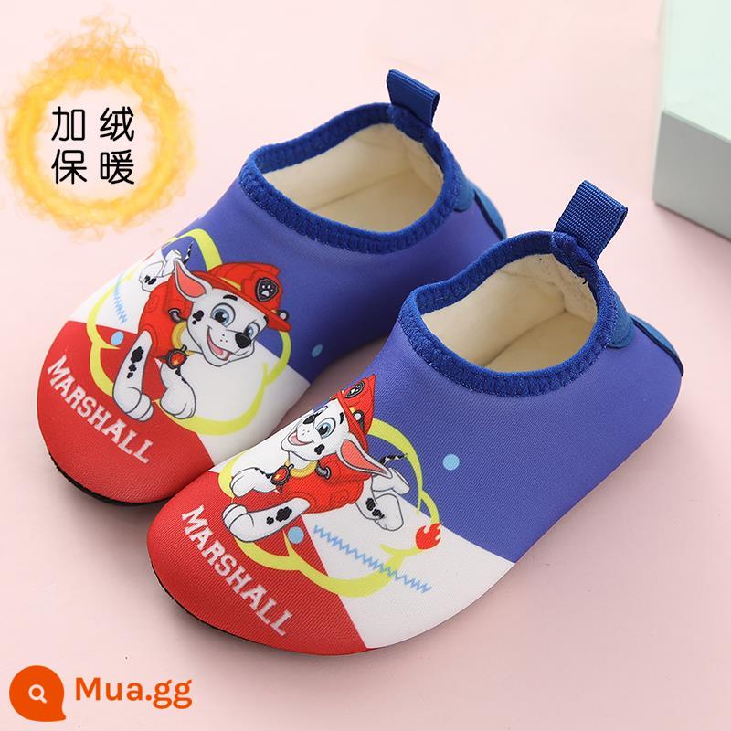 Wangwang Team Children Plus Velvet Floor SOCKS BOY BOY SOUND SHOD - Plus Velvet 2086 Paw Team Lông Đỏ