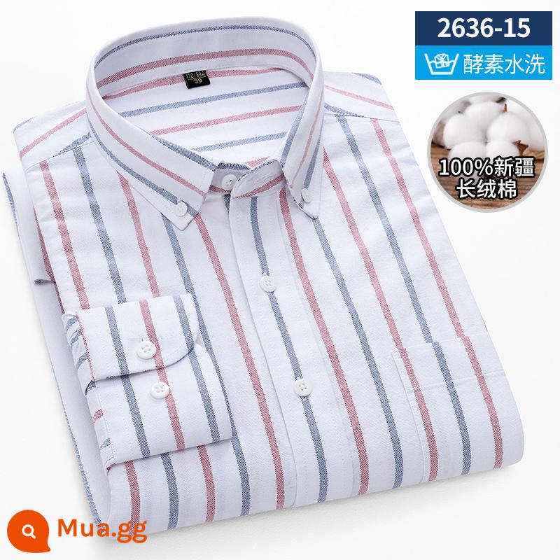 Ralph Lauren Polo Mùa Xuân Áo Sơ Mi Cotton Nam Dài Tay Sọc Trung Niên Công Sở Mỏng Nam Cotton Oxford Áo Sơ Mi - 2636-15[tay áo dài 100% cotton]